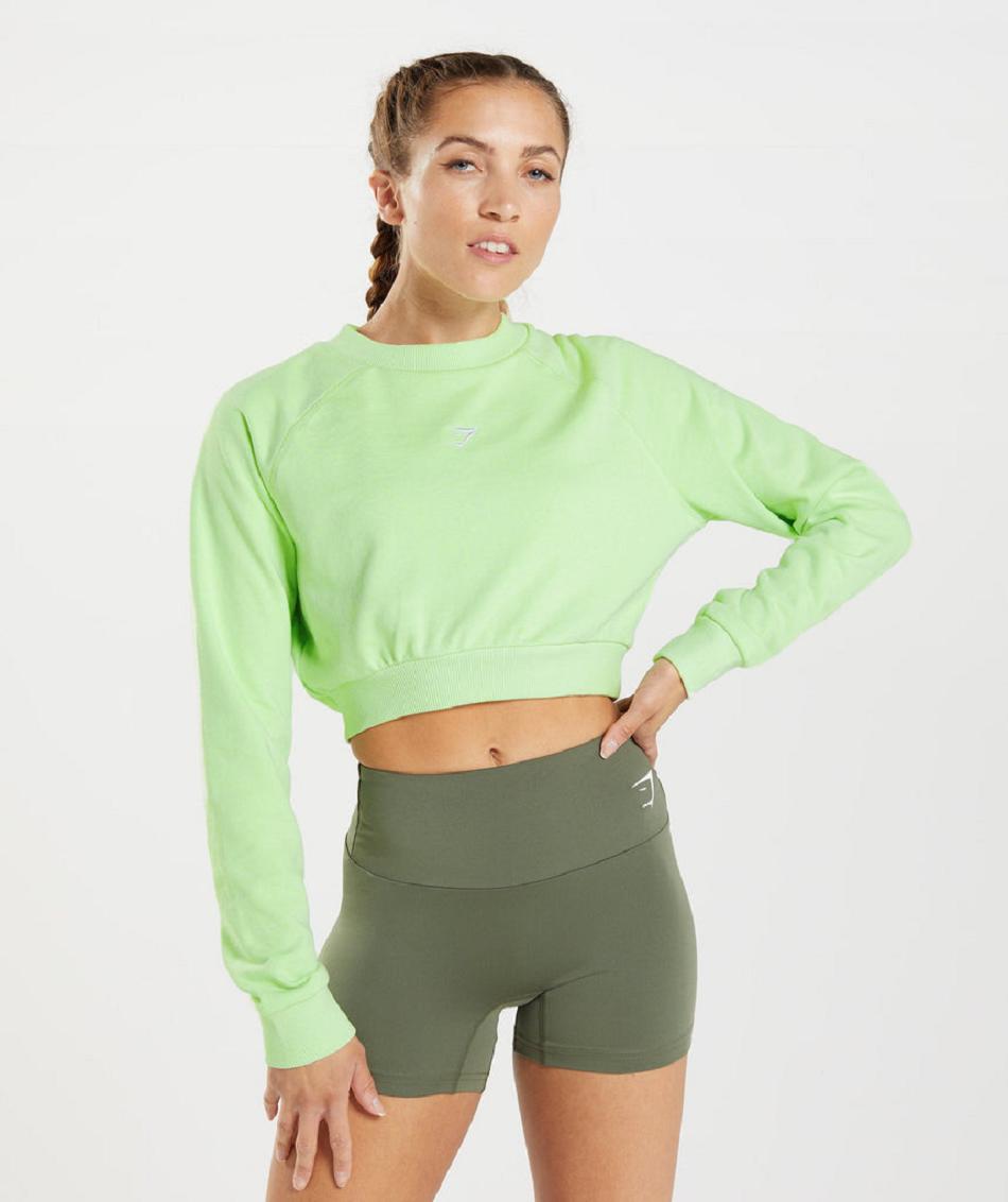 Accessories Damskie Gymshark Treningowe Cropped Swetry Zielone | PL 2530VRW